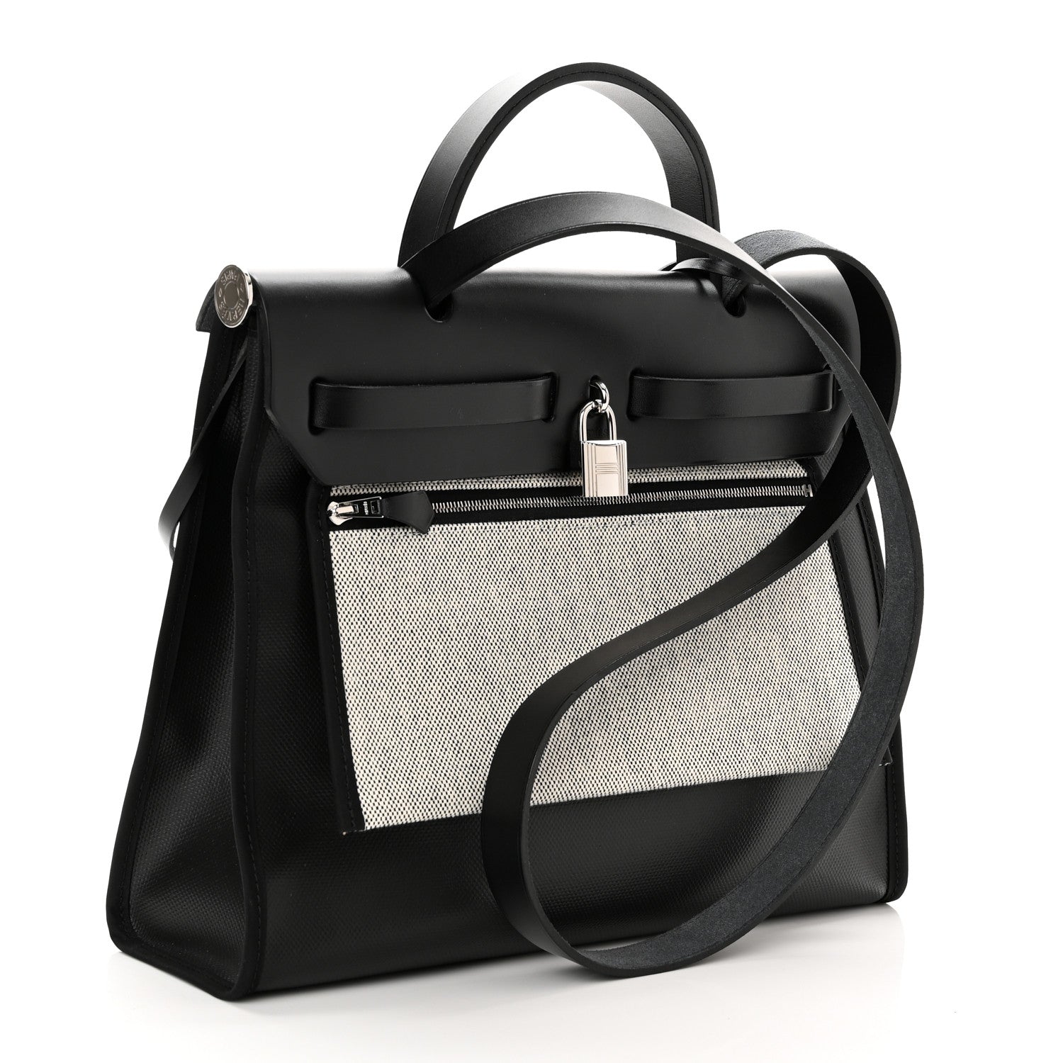 Hermes Toile H Berline Vache Hunter Herbag Zip PM 31 Black Ecru 3 of 11