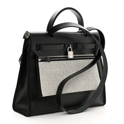 Hermes Toile H Berline Vache Hunter Herbag Zip PM 31 Black Ecru 3 of 11