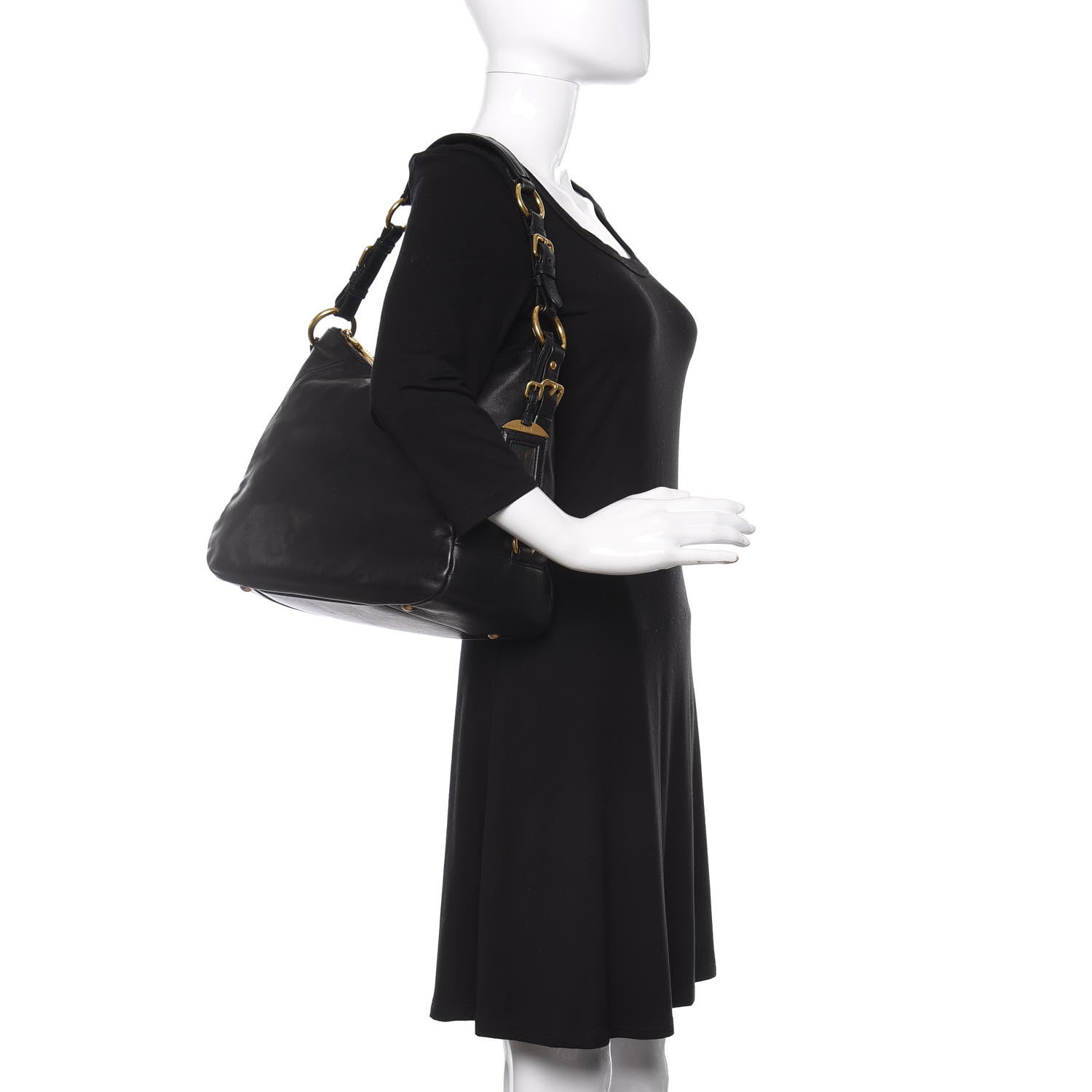 Prada Soft Calfskin Hobo Black 4 of 20