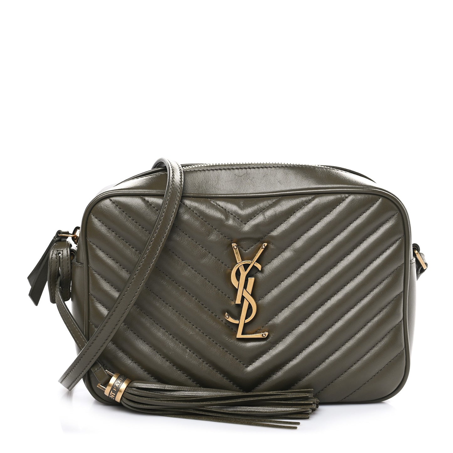 Calfskin Matelasse Monogram Lou Camera Bag Military Olive