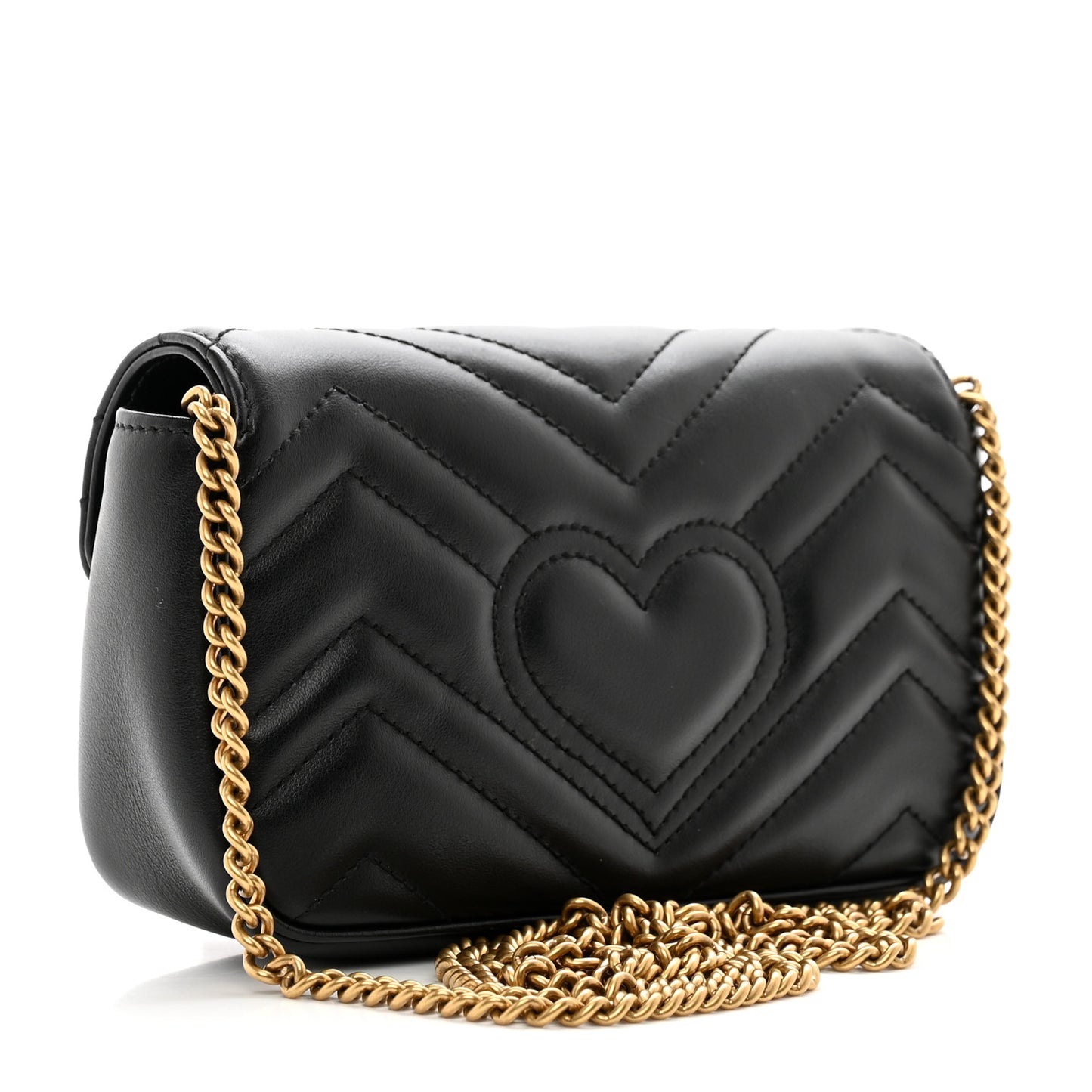Calfskin Matelasse Super Mini GG Marmont Shoulder Bag Black