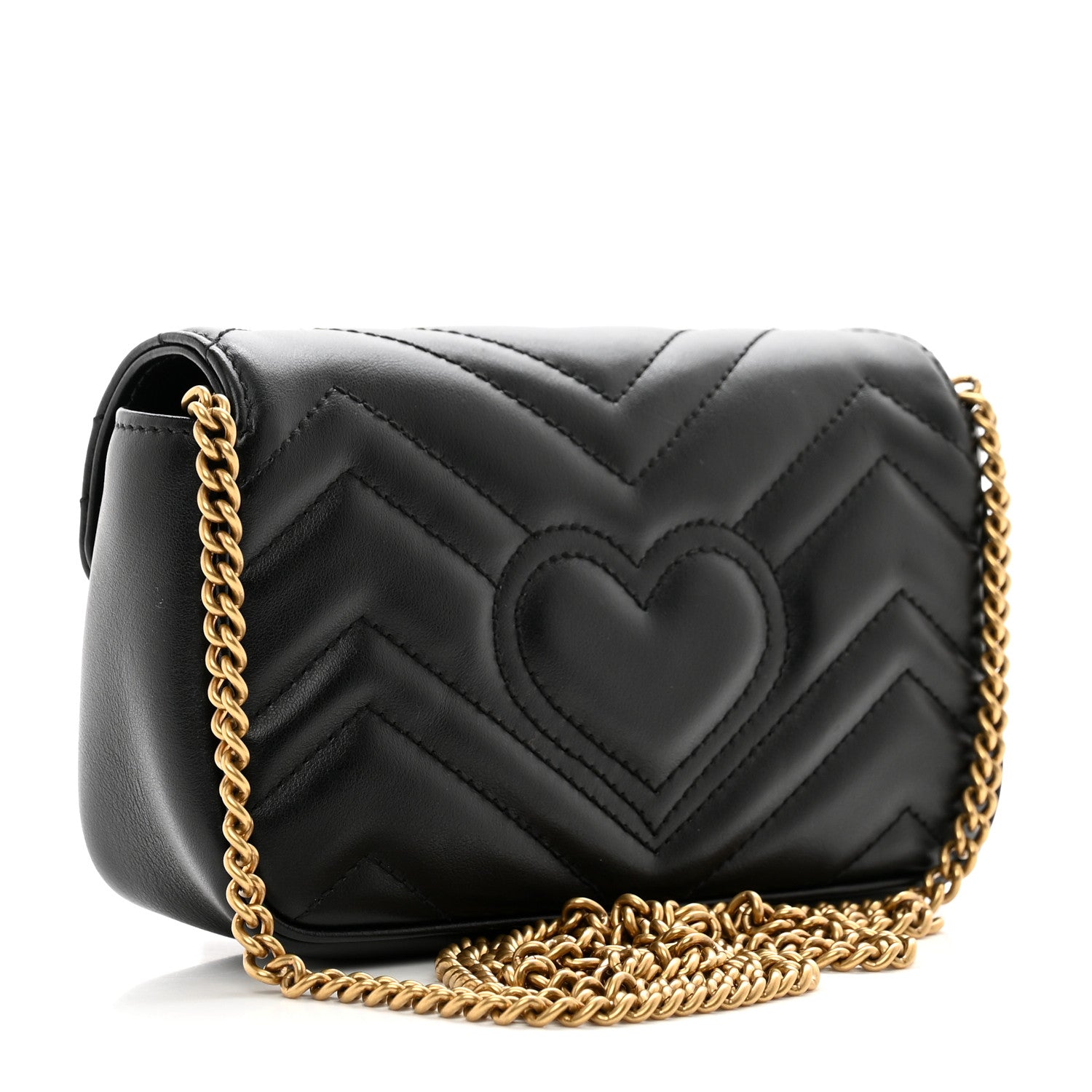 Gucci Calfskin Matelasse Super Mini GG Marmont Shoulder Bag Black 3 of 10