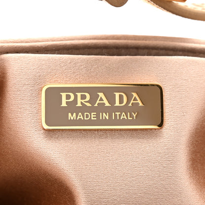Prada Satin Crystal Cleo Adjustable Strap Shoulder Bag Platino 6 of 10