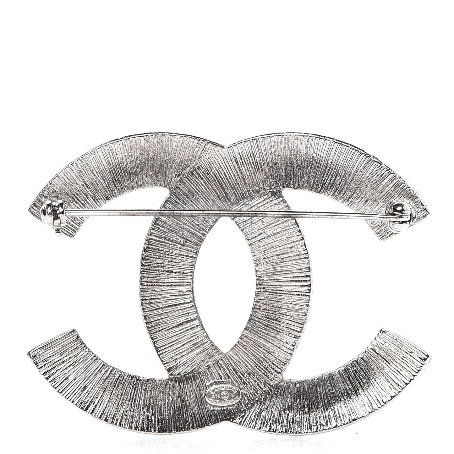 Baguette Crystal CC Brooch Silver