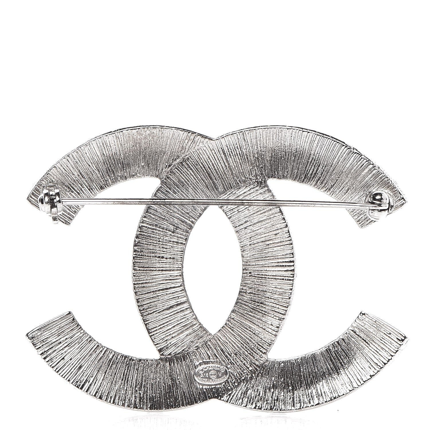 Chanel Baguette Crystal CC Brooch Silver 3 of 5