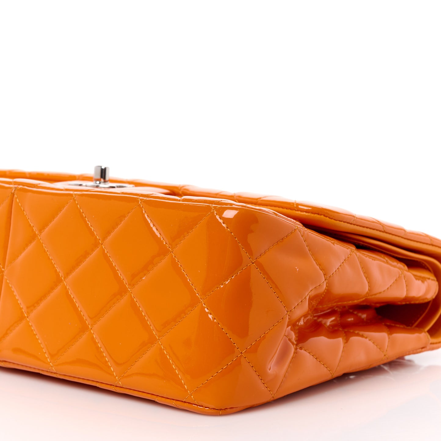 Patent Quilted Jumbo Double Flap Orange