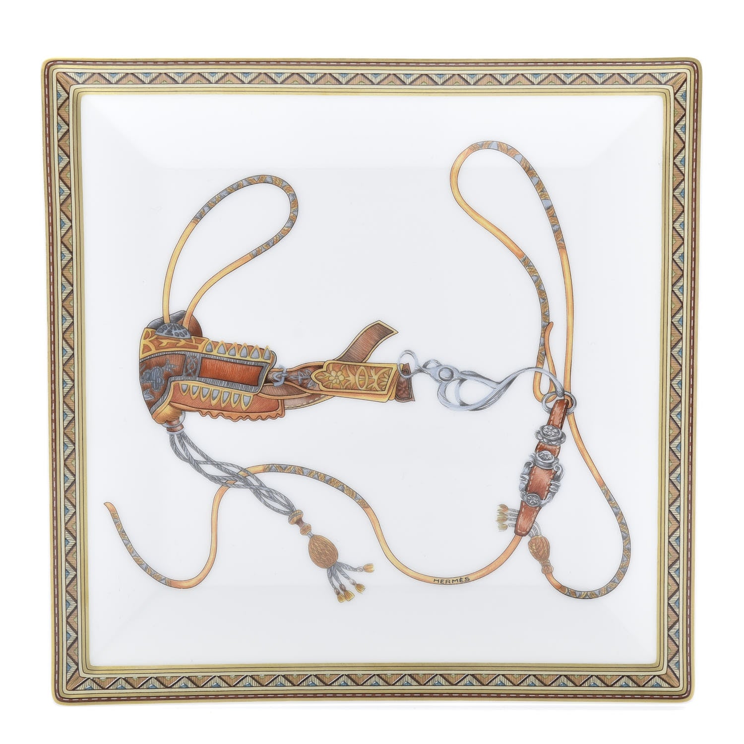 Hermes Porcelain Mosaique Au 24 Cheval d’Orient Square Plate 1 of 6
