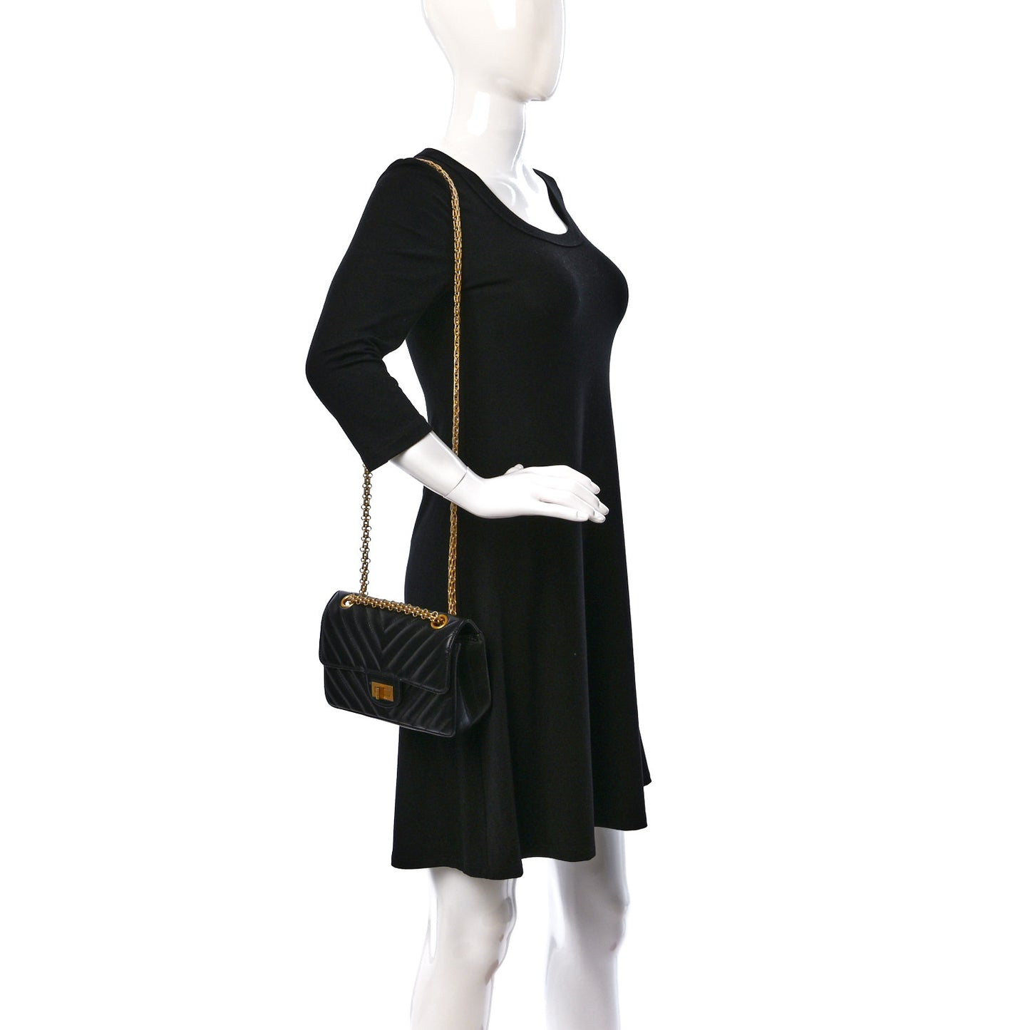Aged Calfskin Chevron Quilted 2.55 Reissue Mini Flap Black