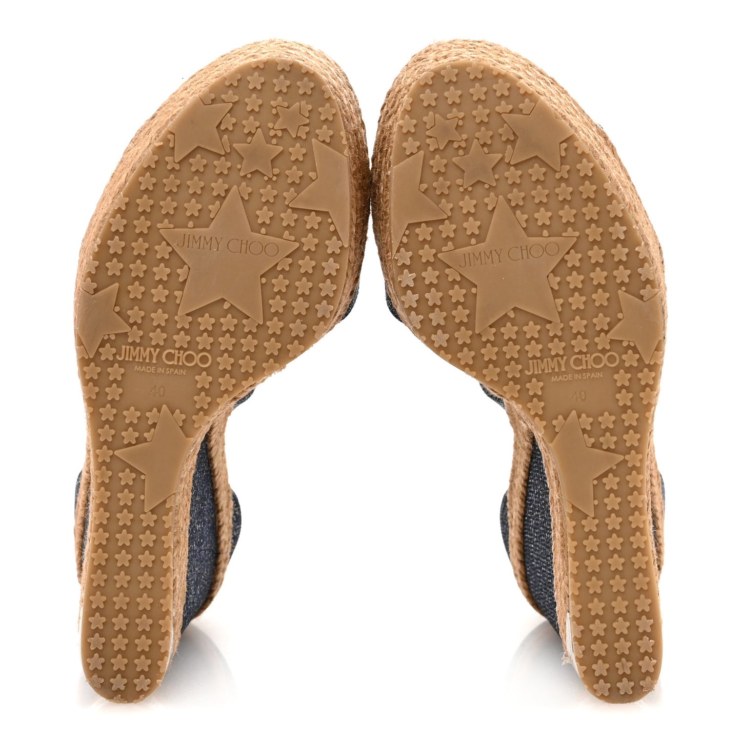 Metallic Denim Cork Portia 120 Wedge Sandals 40 Navy