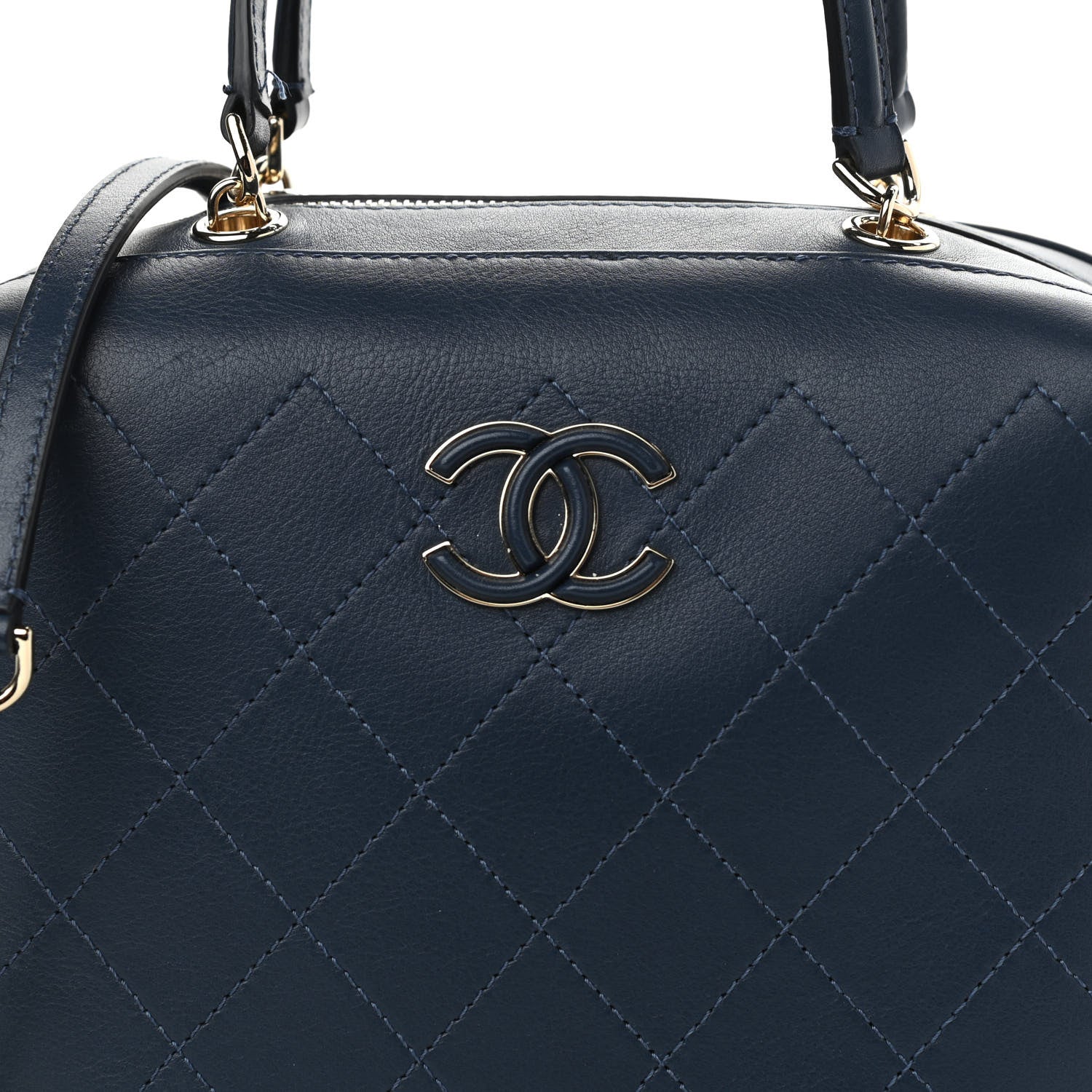 Chanel Calfskin Stitched CC Camera Case Bag Blue 9 of 11
