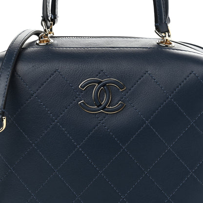 Chanel Calfskin Stitched CC Camera Case Bag Blue 9 of 11