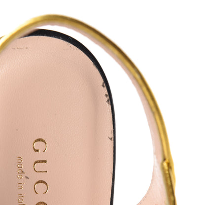 Gucci Nappa Silk Pearl Bee Embellished Mid-Heel Sandals 39 Black 11 of 12