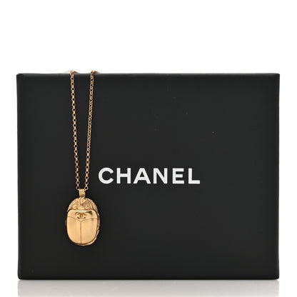 Chanel Metal Scarab CC Locket Necklace Gold 7 of 7