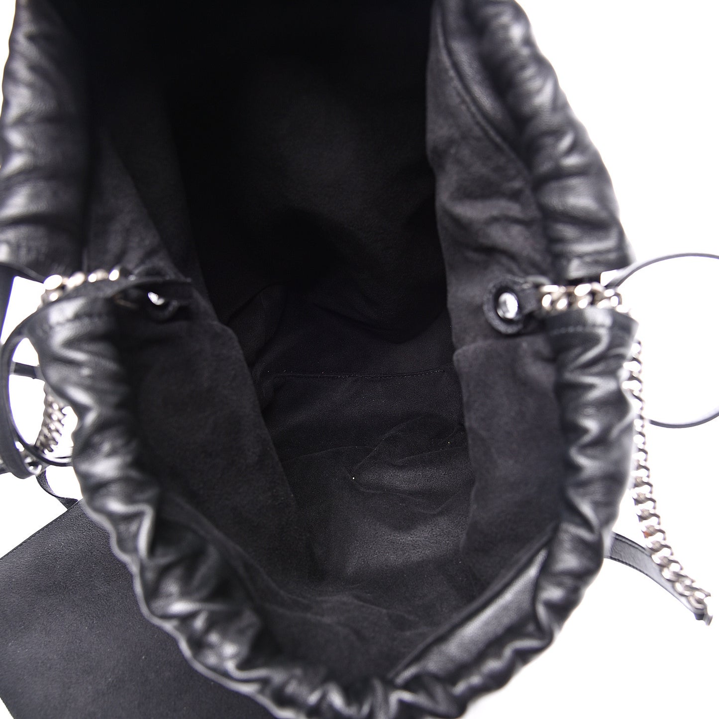 Lambskin Star Printed Teddy Drawstring Bag Black