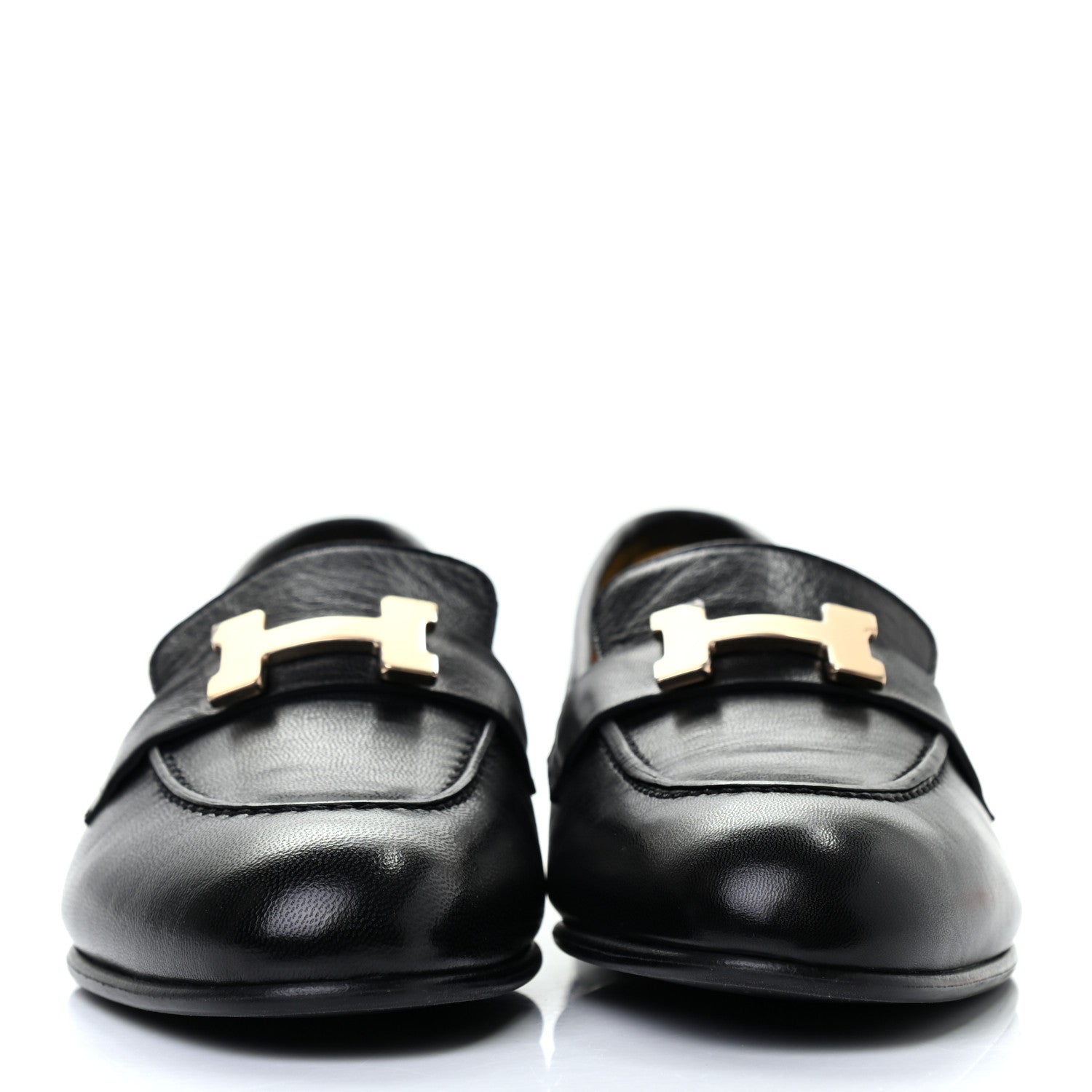 Hermes Goatskin Womens Paris Loafers 35 Black 2 of 8
