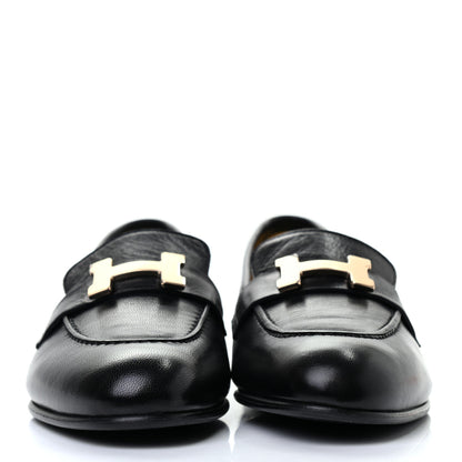 Hermes Goatskin Womens Paris Loafers 35 Black 2 of 8