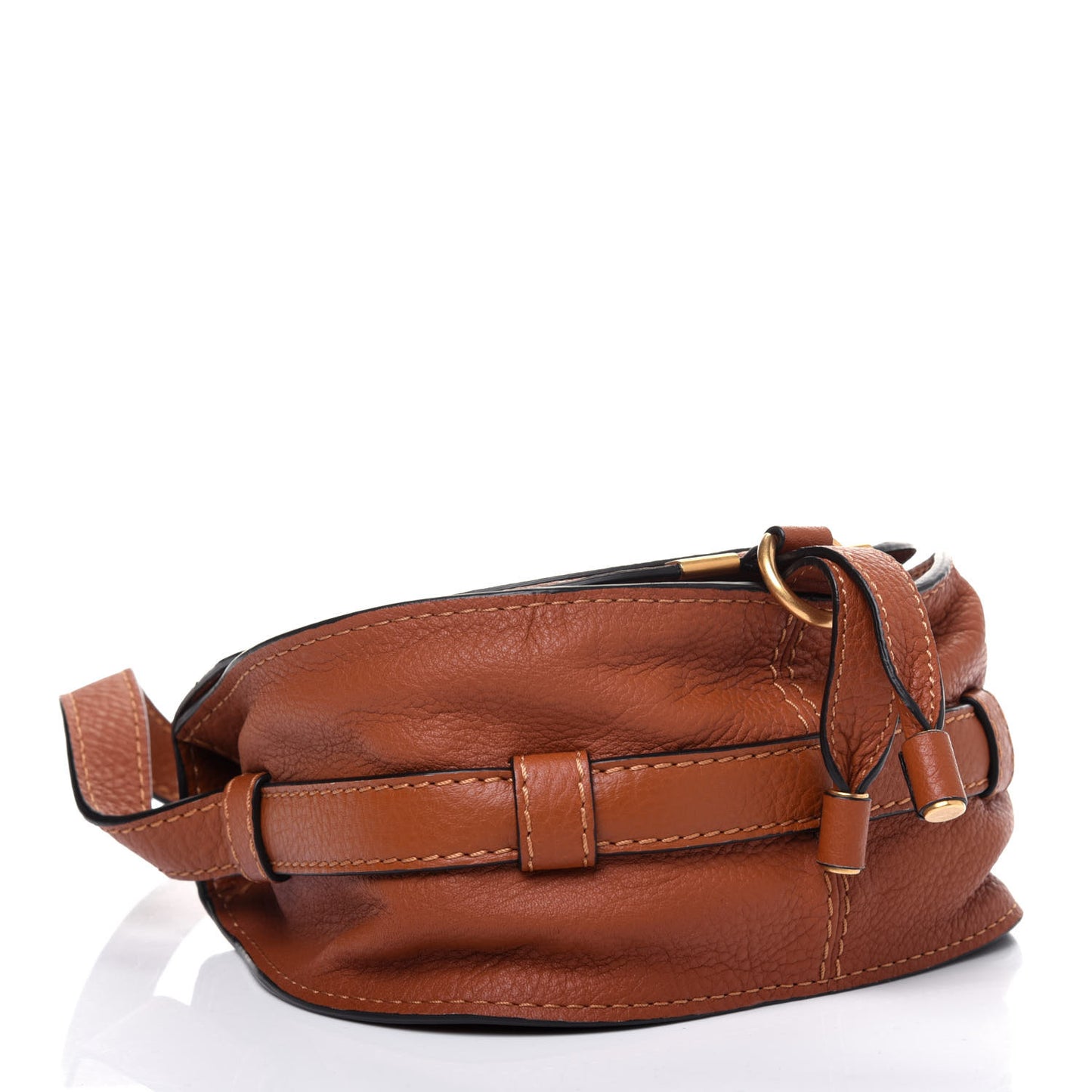Calfskin Mini Marcie Round Crossbody Bag Tan