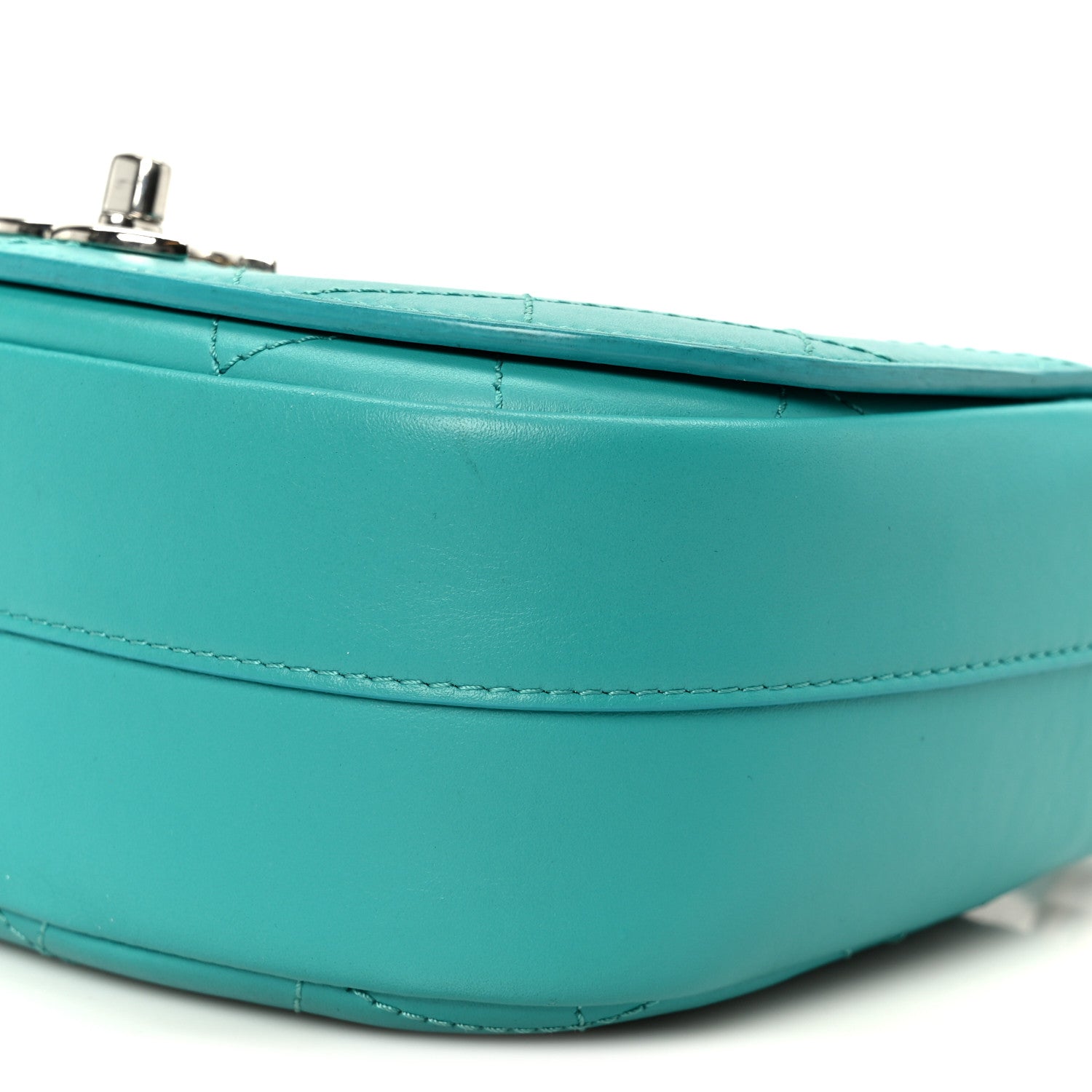 Chanel Calfskin Stitched Small Ring My Bag Flap Crossbody Turquoise 11 of 11
