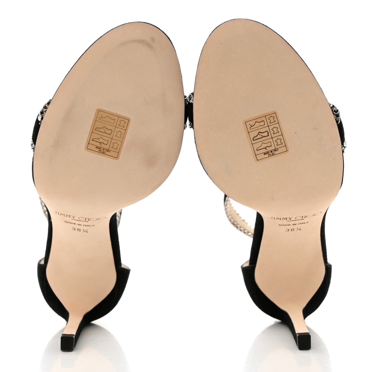 Suede Jewel Dochas 100 Open Toe Sandals 36.5 Black