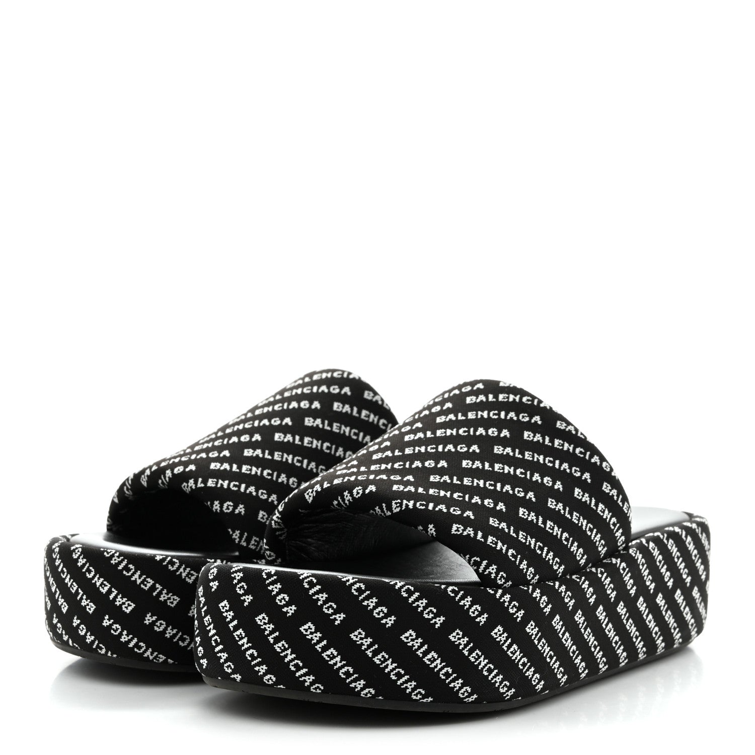 Balenciaga Jacquard Allover Logo Rise Platform Sandals 36 Black White 4 of 8