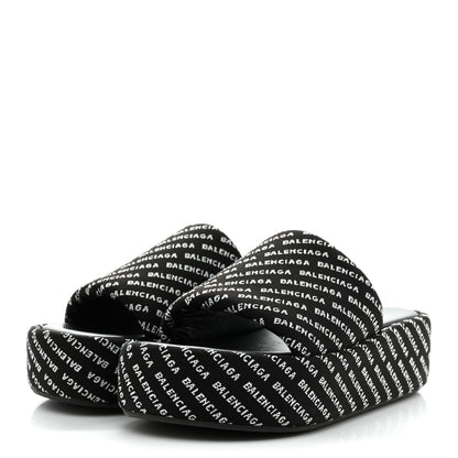 Balenciaga Jacquard Allover Logo Rise Platform Sandals 36 Black White 4 of 8