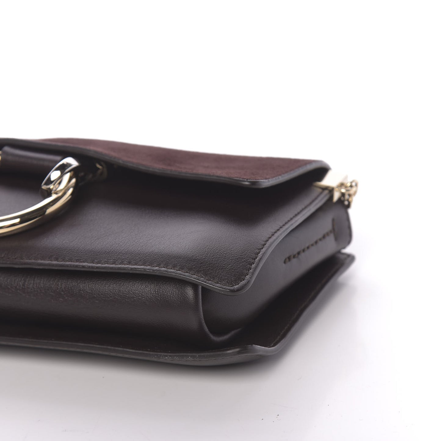 Suede Calfskin Small Faye Shoulder Bag Carbon Brown