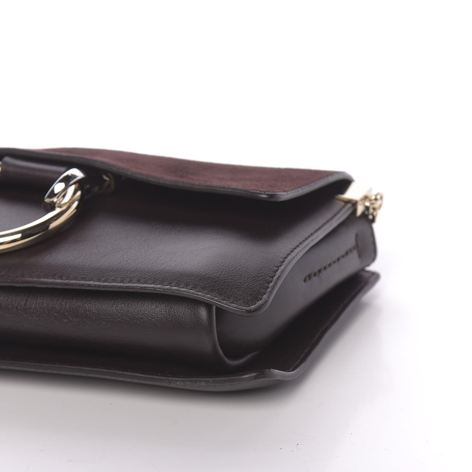 Chloe Suede Calfskin Small Faye Shoulder Bag Carbon Brown 8 of 9