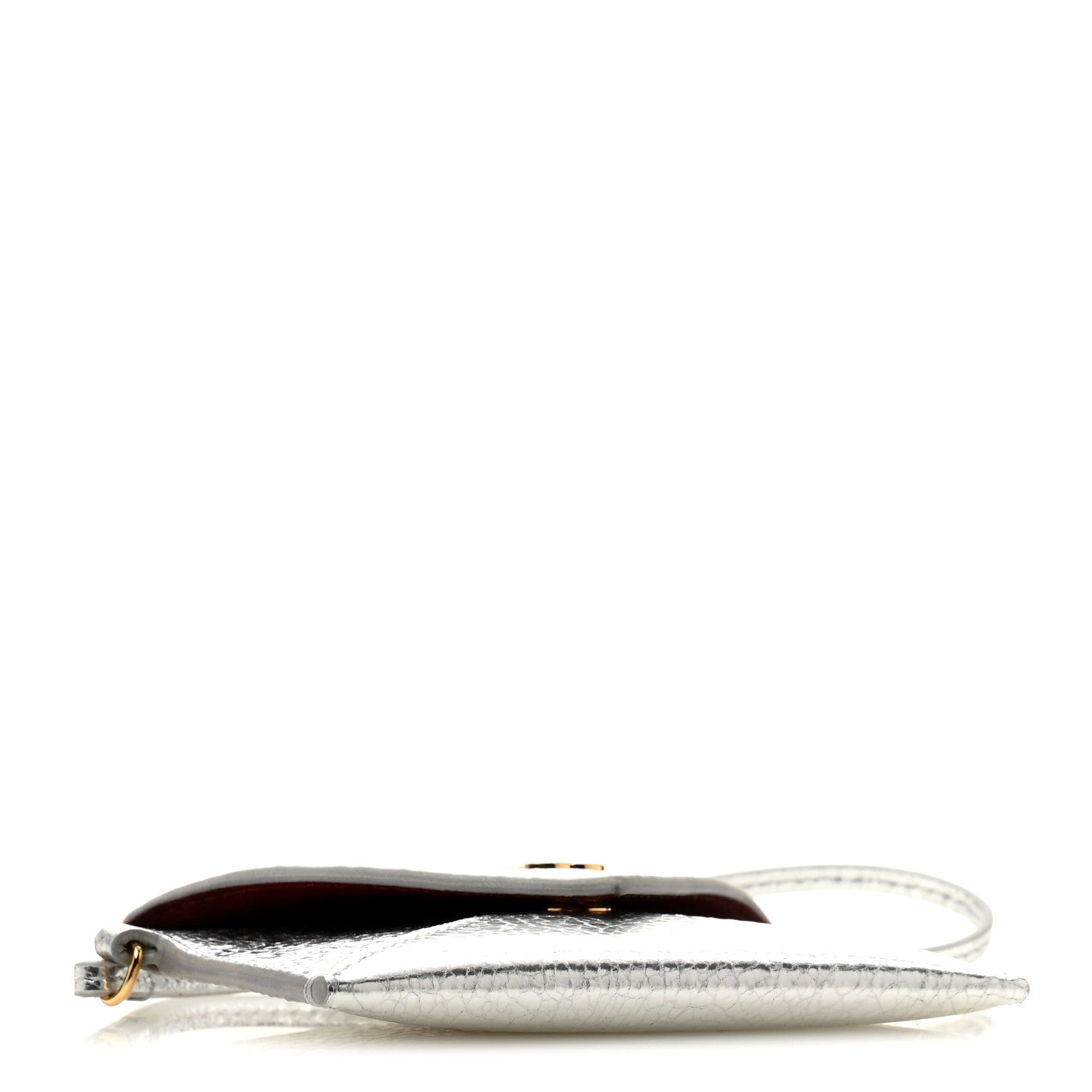Chanel Metallic Lambskin Card Holder Bag Charm Silvery 4 of 8