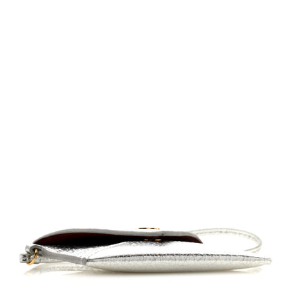 Chanel Metallic Lambskin Card Holder Bag Charm Silvery 4 of 8