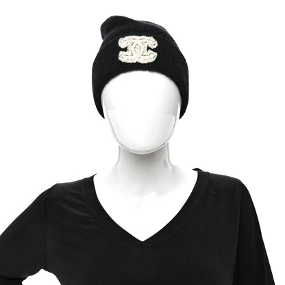 Chanel Cashmere CC Logo Beanie Hat Black 2 of 4