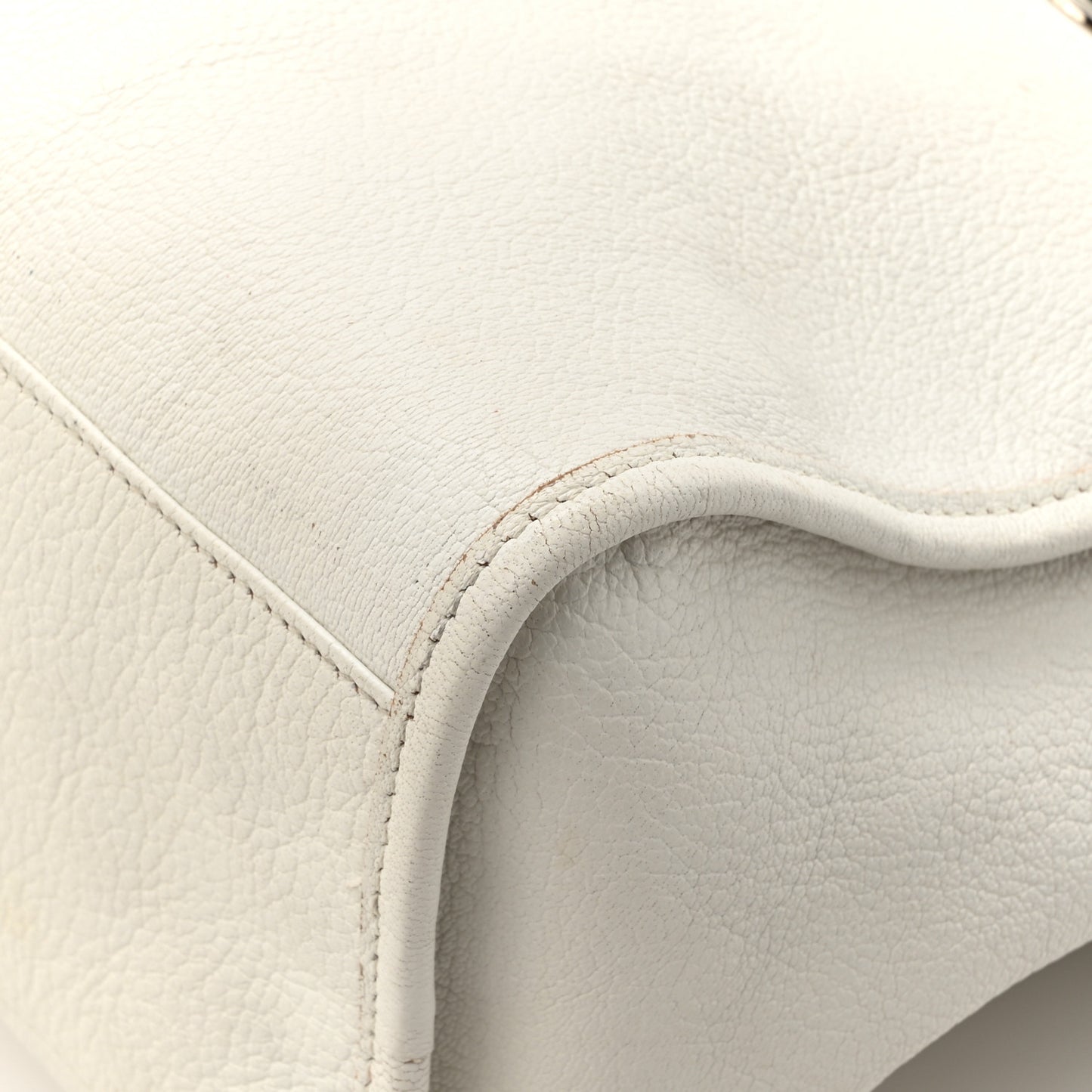 Chevre Silver Metallic Edge Hardware City White