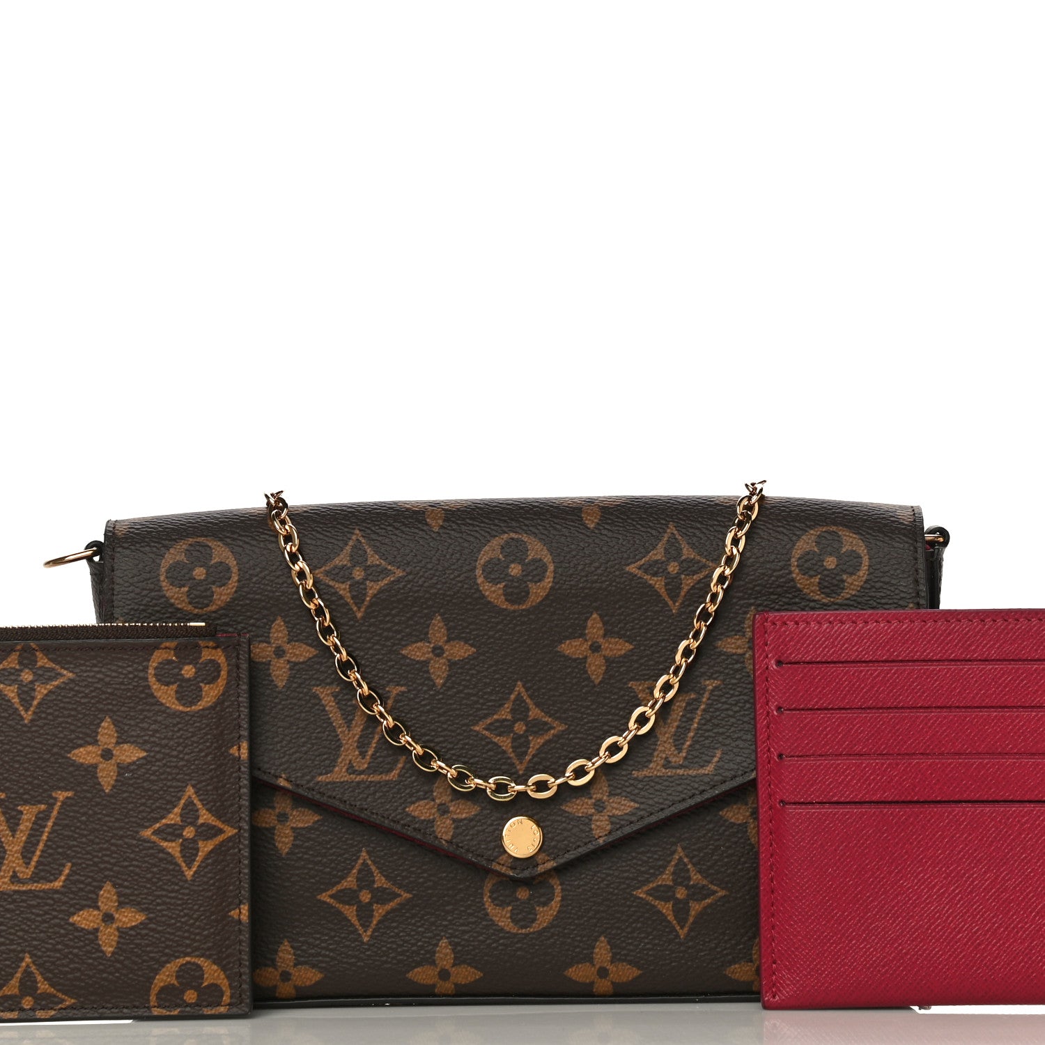 Louis Vuitton Monogram Pochette Felicie Chain Wallet Fuchsia 11 of 14