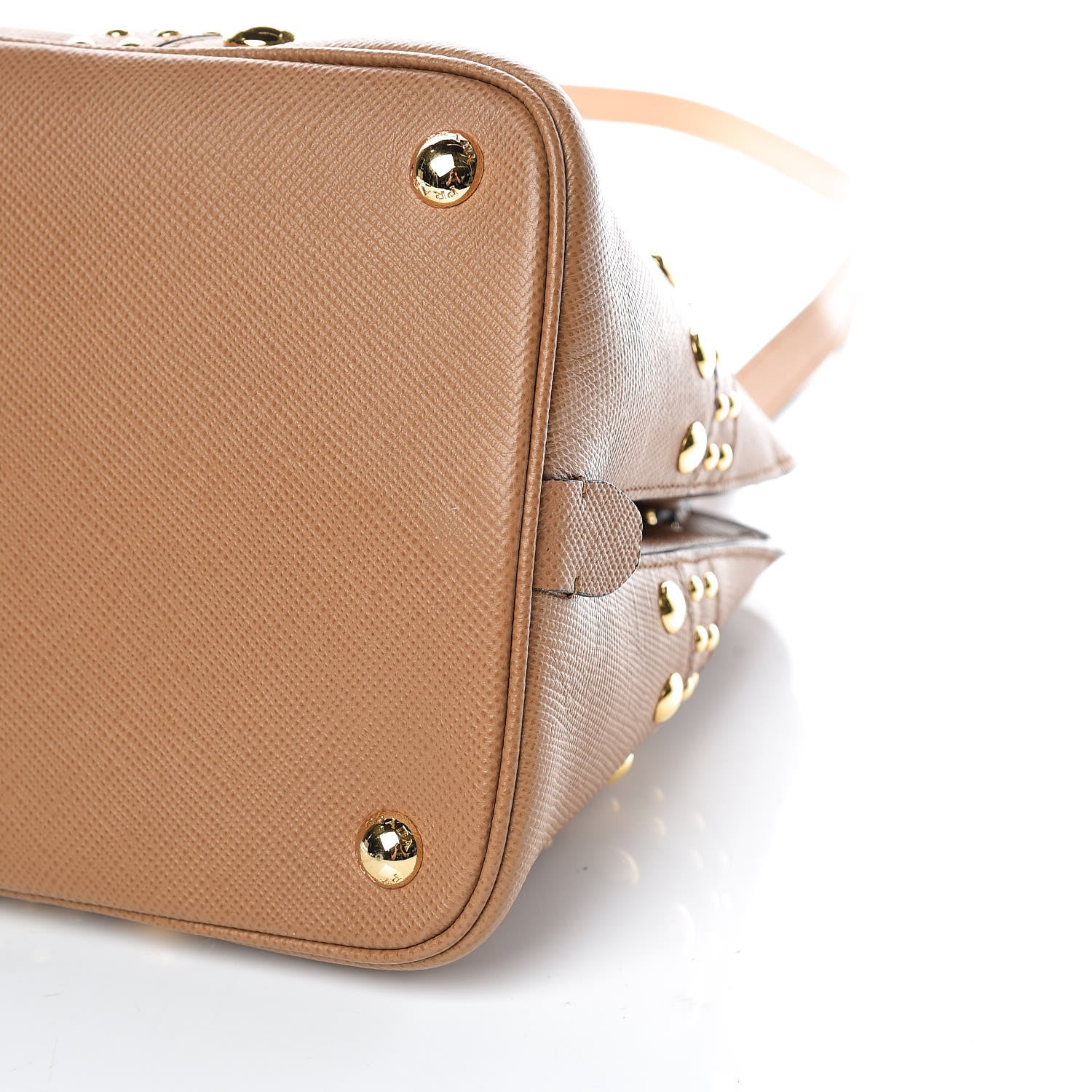 Prada Saffiano Studded Bijou Tote Caramel 6 of 11