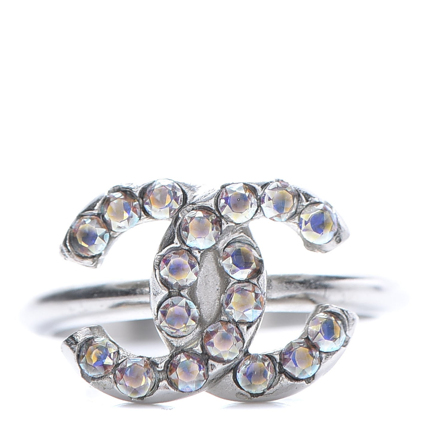 Crystal CC Ring 54 Iridescent Silver