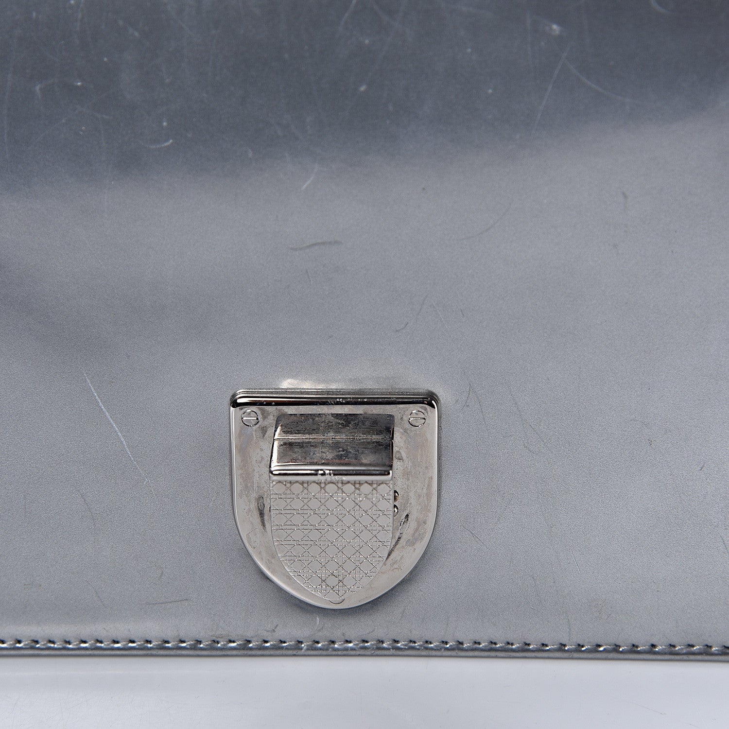 Christian Dior Metallic Patent Micro-Cannage Medium Diorama Flap Bag Silver 12 of 15