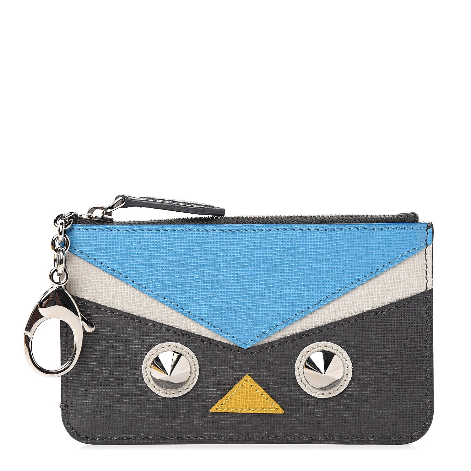 Fendi Vitello Elite QuTweet Studded Coin Pouch Key Case Asfalto Multicolor 1 of 7