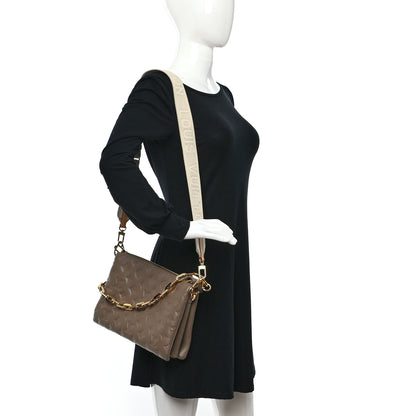 Louis Vuitton Lambskin Embossed Monogram Coussin PM Taupe 2 of 13