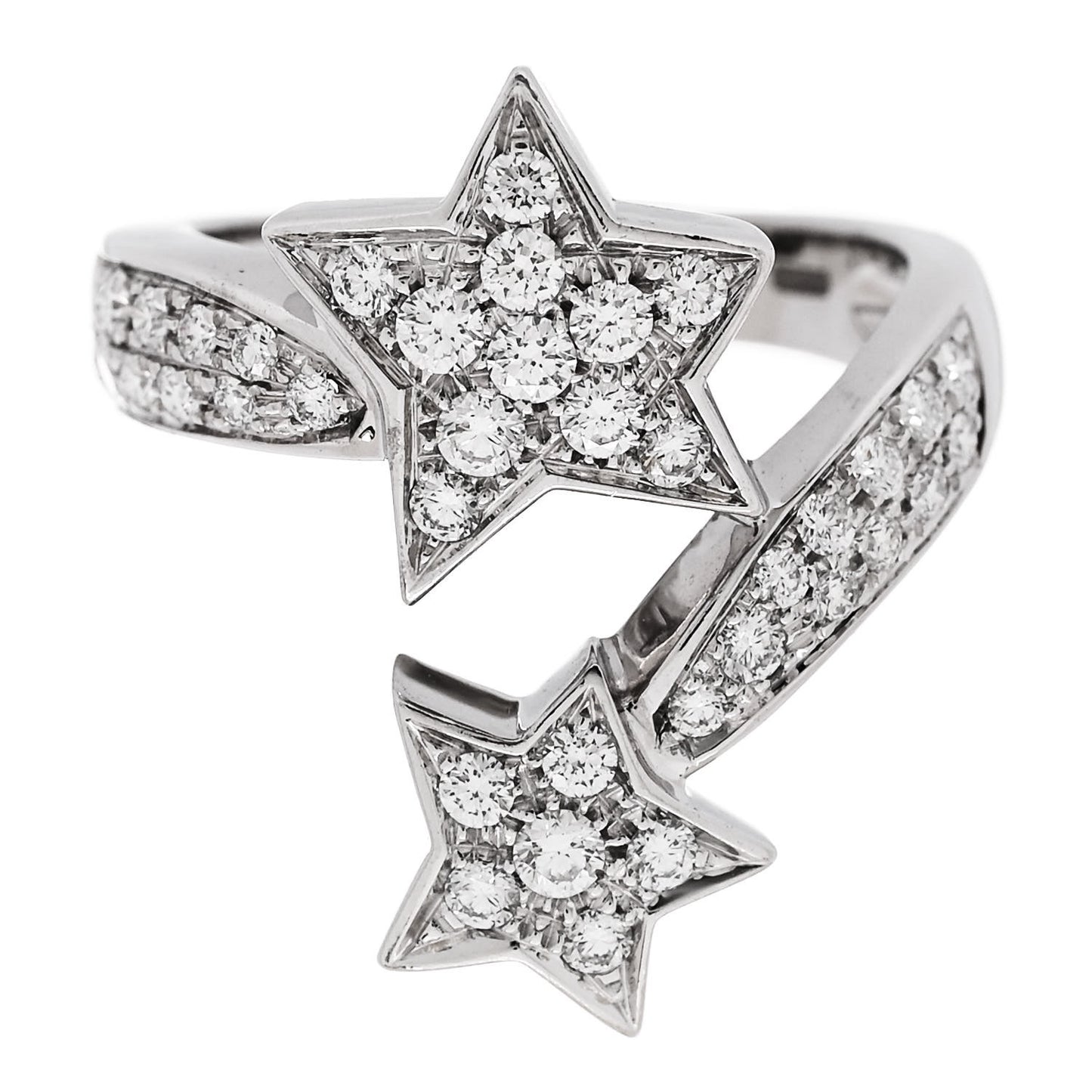 18K White Gold Diamond Comete Geode Ring 48 4.5