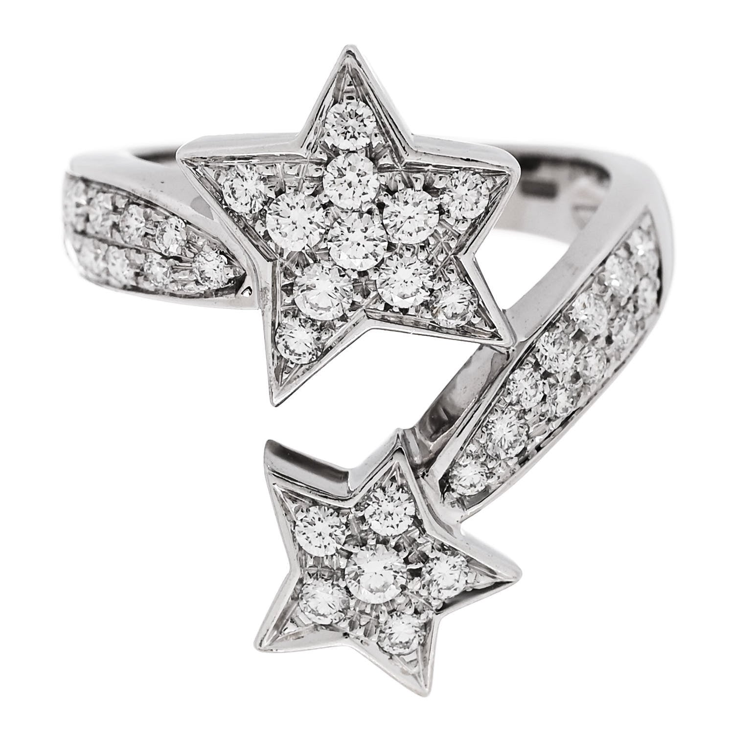 Chanel 18K White Gold Diamond Comete Geode Ring 48 4.5 1 of 5