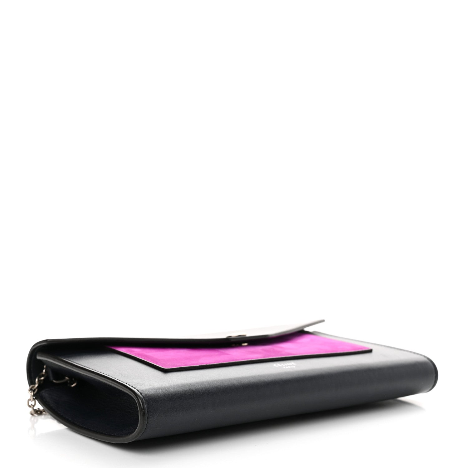 Celine Smooth Calfskin Tri-Color Clutch on a Chain Black 4 of 12