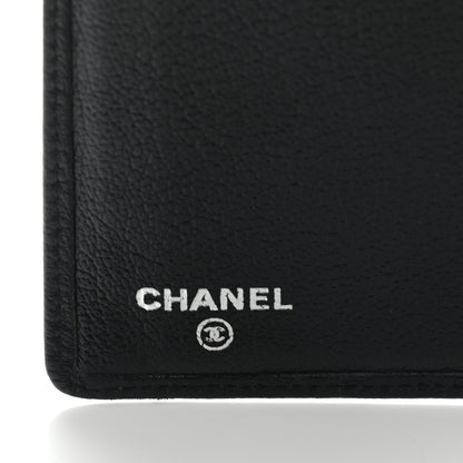 Chanel Goatskin Camellia Embossed Yen Wallet Black 6 of 17