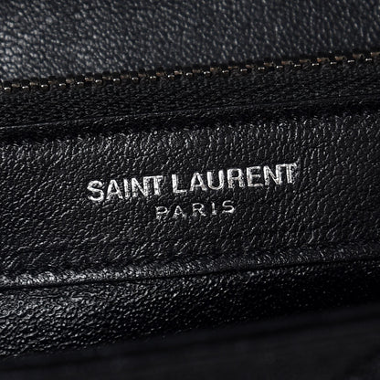 Saint Laurent Sheepskin Matelasse Chevron Monogram Large College Satchel Black 6 of 7