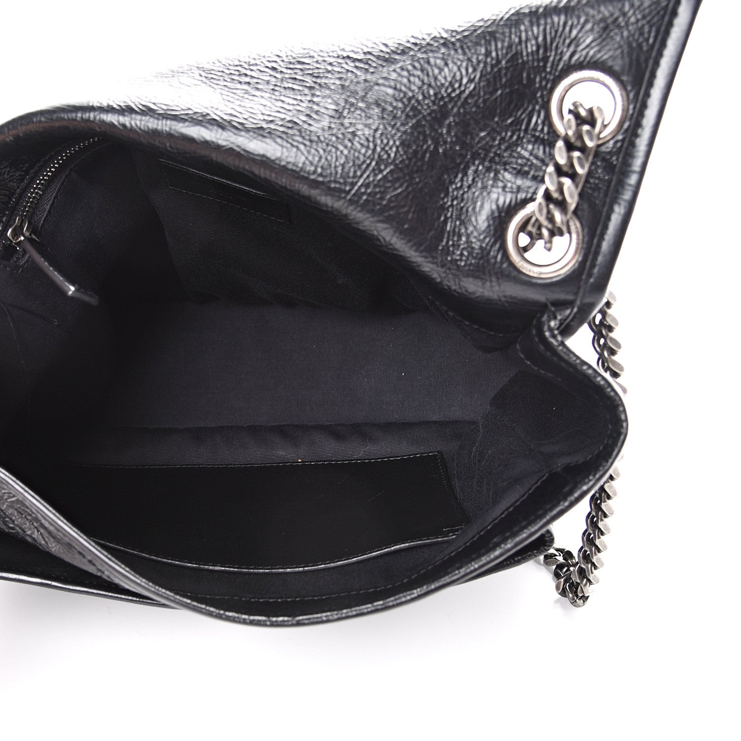 Saint Laurent Crinkled Calfskin Matelasse Monogram Medium Niki Chain Satchel Black 4 of 10