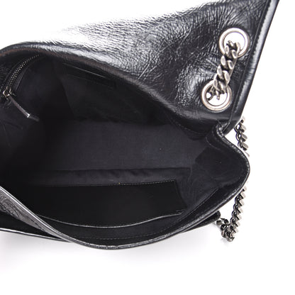 Saint Laurent Crinkled Calfskin Matelasse Monogram Medium Niki Chain Satchel Black 4 of 10