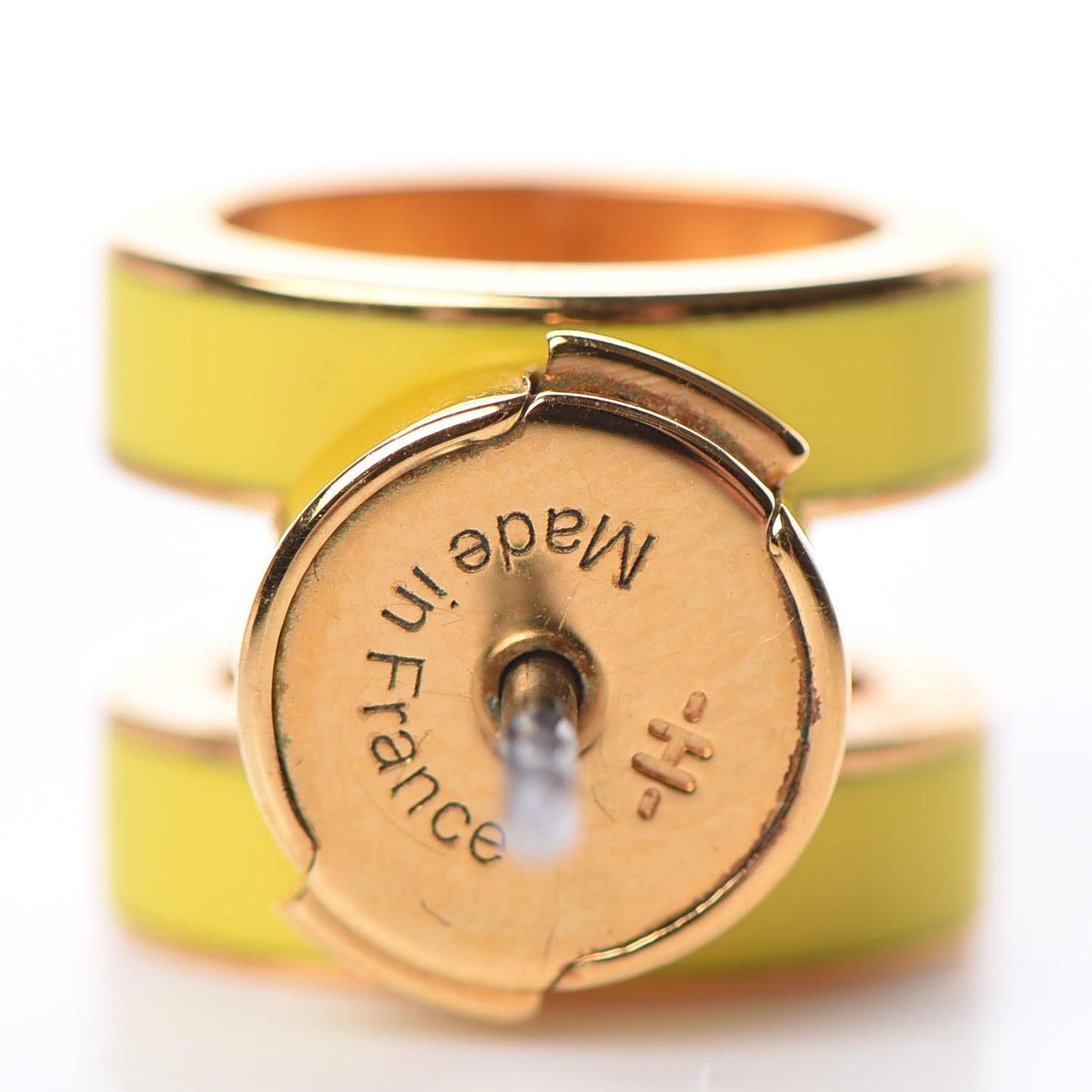 Gold Lacquered Pop H Earrings Jaune Sature