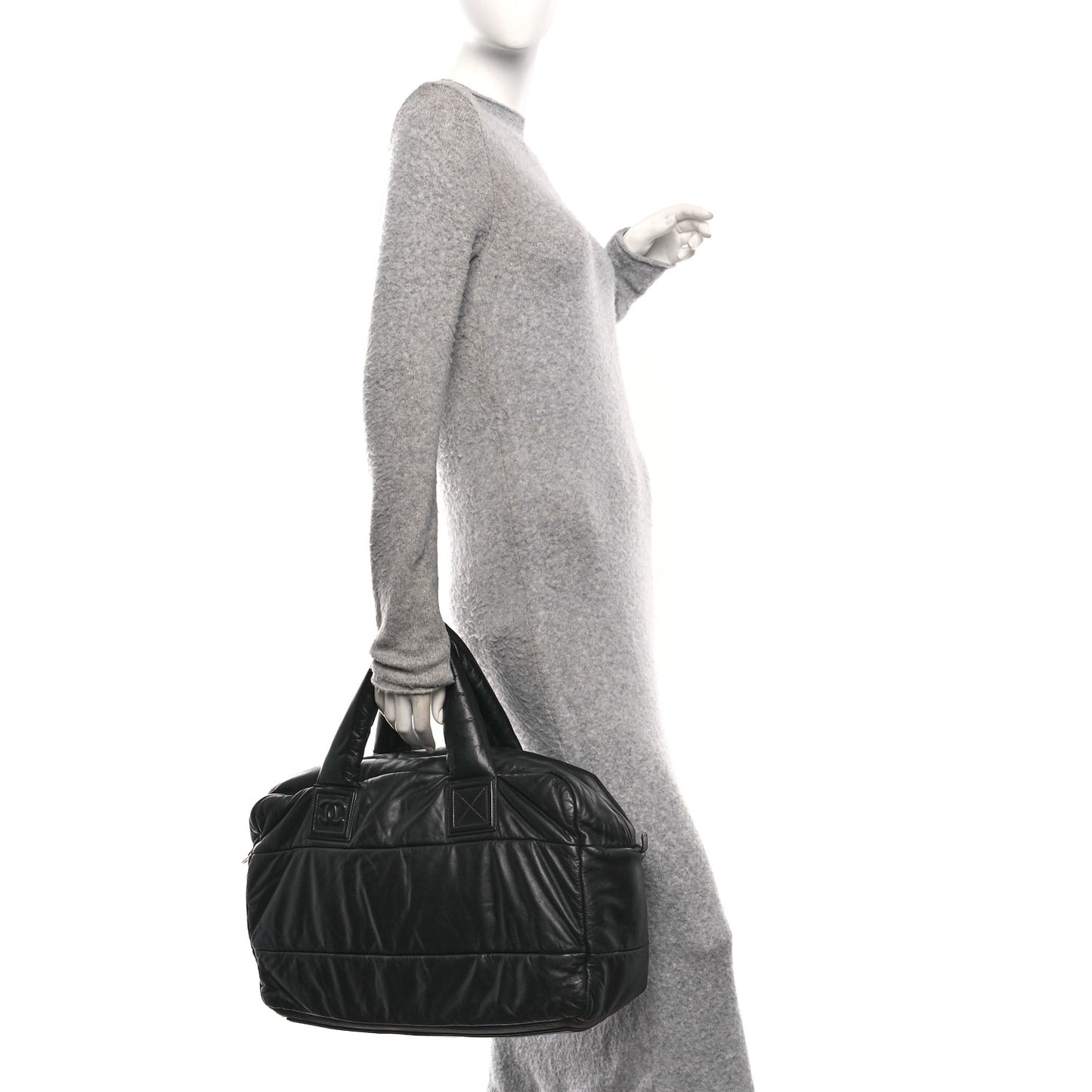 Lambskin Quilted Extra Large Coco Cocoon Reversible Tote Black
