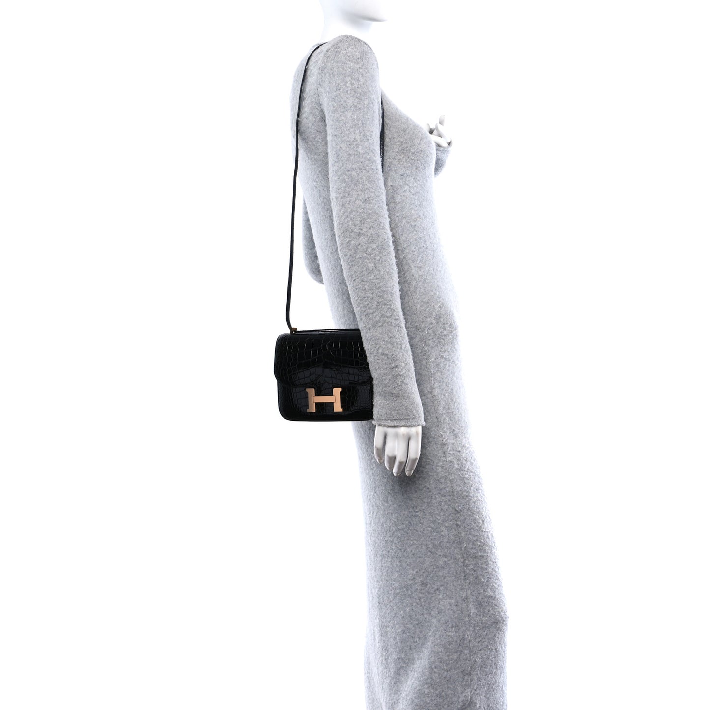 Shiny Alligator Constance 18 Black