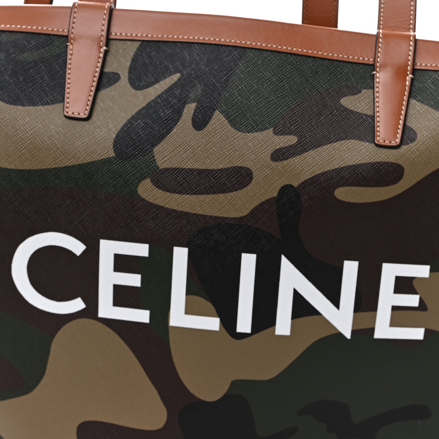 Canvas Calfskin Camouflage Large Couffin Logo Tote Khaki