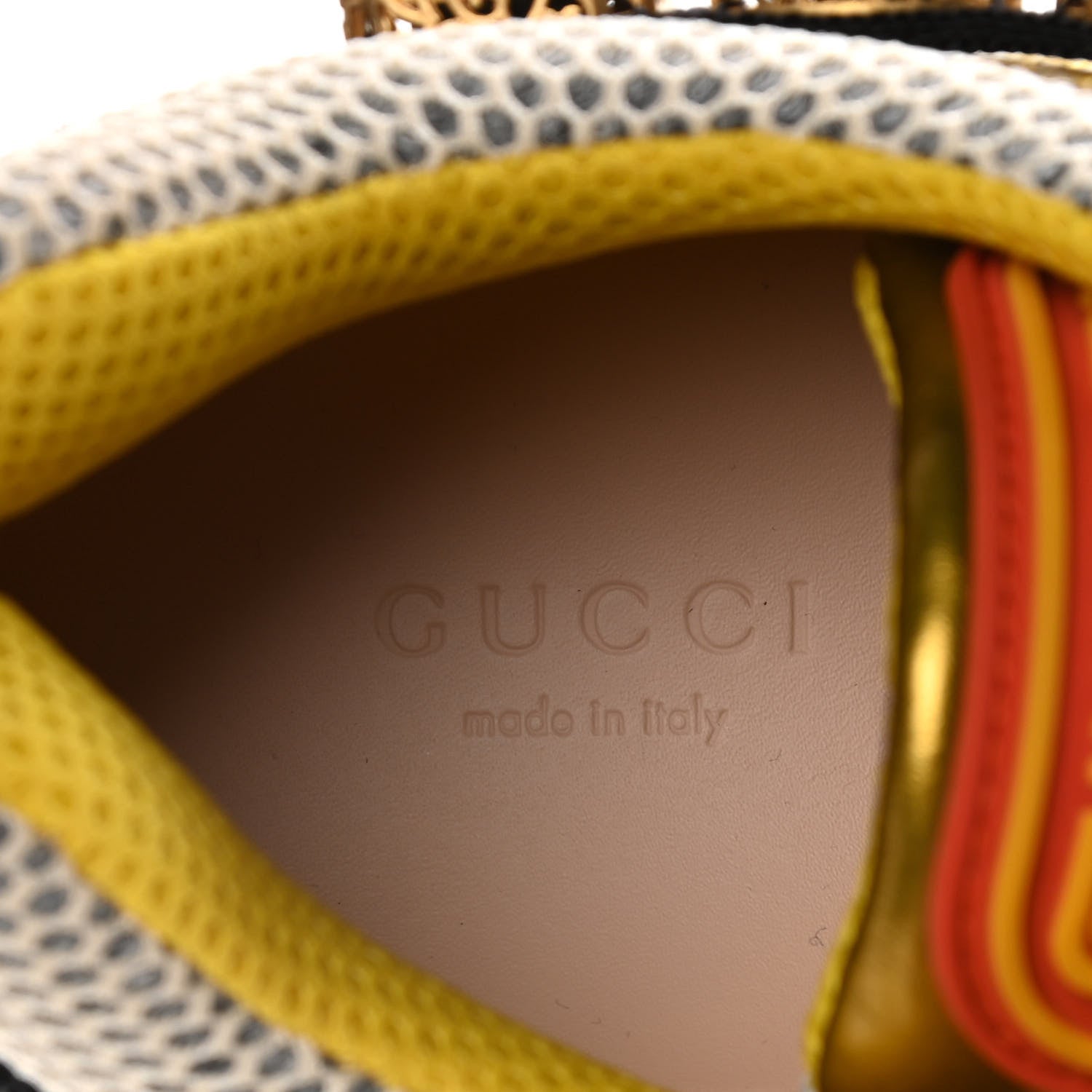 Gucci X SEGA Metallic Calfskin Mesh Removable Crystals Womens Flashtrek Sneakers 37 Oro Vecchio Mystic White Silver 8 of 10