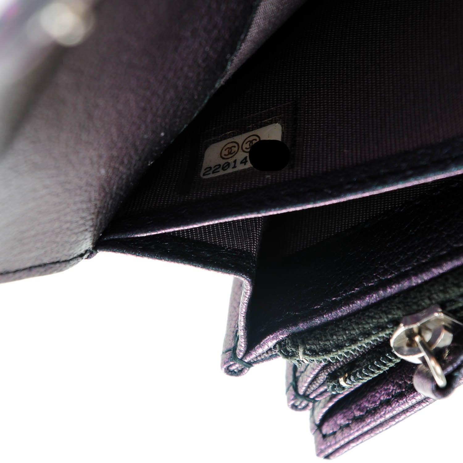 Chanel Iridescent Goatskin Quilted Large Flap Wallet Purple 8 of 8